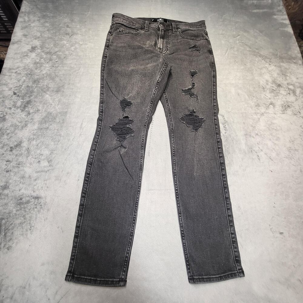 Hollister Jeans Mens 31x30 Black Skinny Slim Distressed Stretch Denim